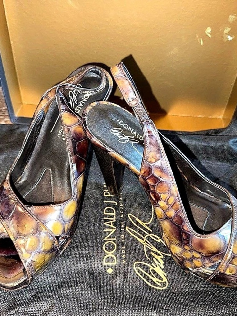 Donald J Pliner Animal Print Peep Toe Heels